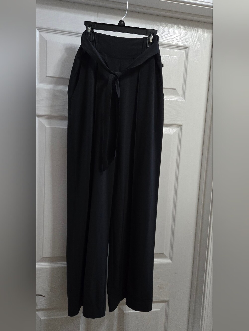 lululemon athletica Black Noir Wide-Leg Tie Waist Pants, Size 4